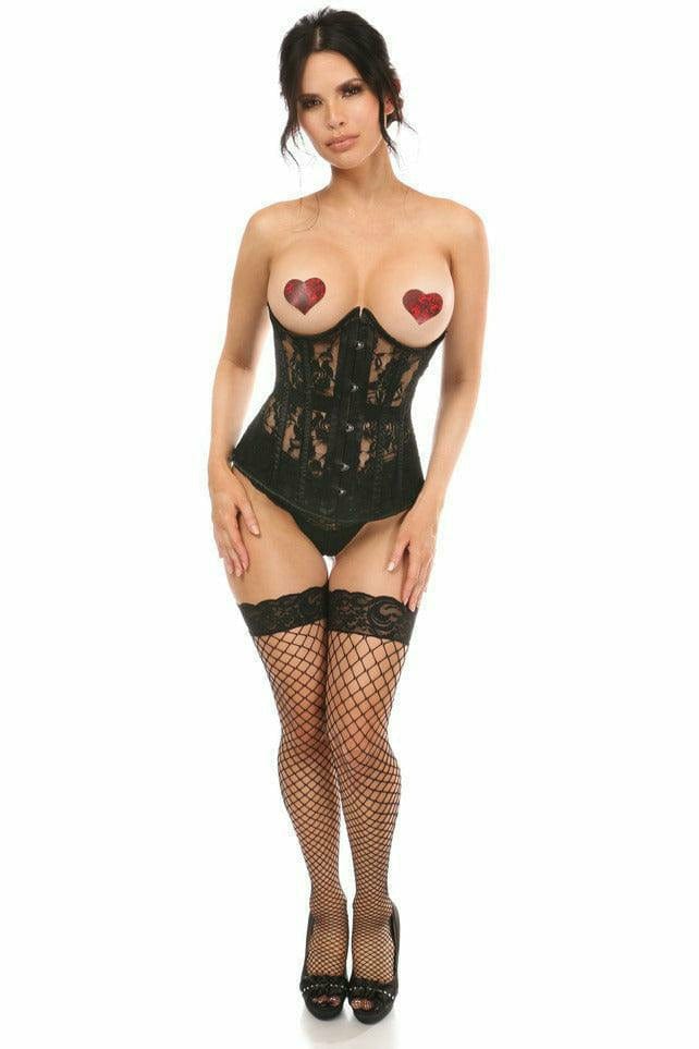 Sexy Black Sheer Lace Underwire Open Cup Underbust Corset Musotica.com