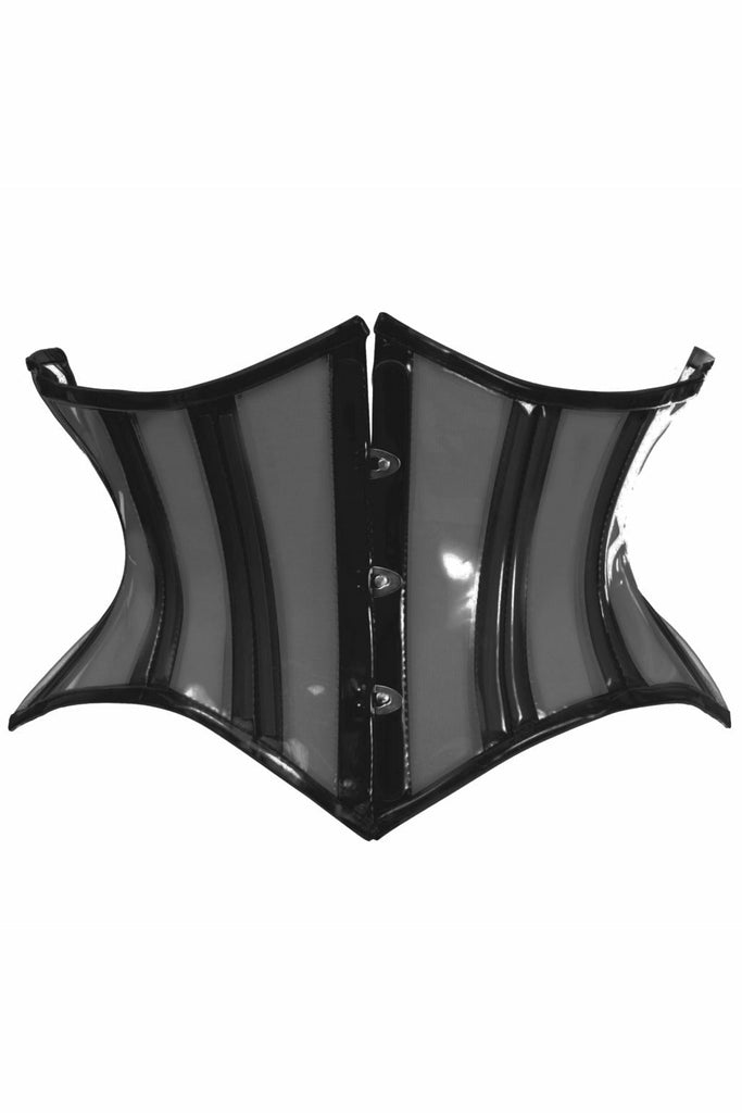 Sexy Clear Black Curvy Cut Mini Cincher Corset Musotica.com