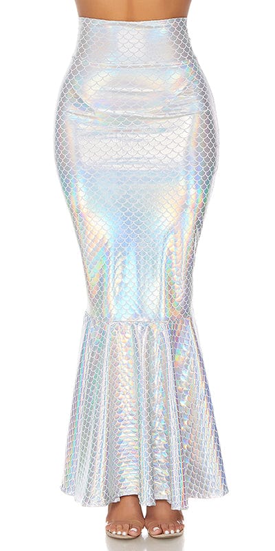 Sexy Colorful Hologram Wide Band Mermaid Skirt Musotica.com