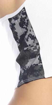 Sexy Concealment Blue Digital Camo Military Athletic Crop Top - White/Blue Musotica.com