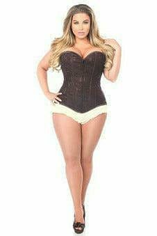 Sexy Dark Brown Lace Overbust Corset with Zipper Musotica.com