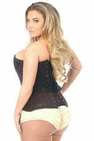Sexy Dark Brown Lace Overbust Corset with Zipper Musotica.com