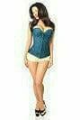 Sexy Dark Teal Lace Overbust Corset with Zipper Musotica.com