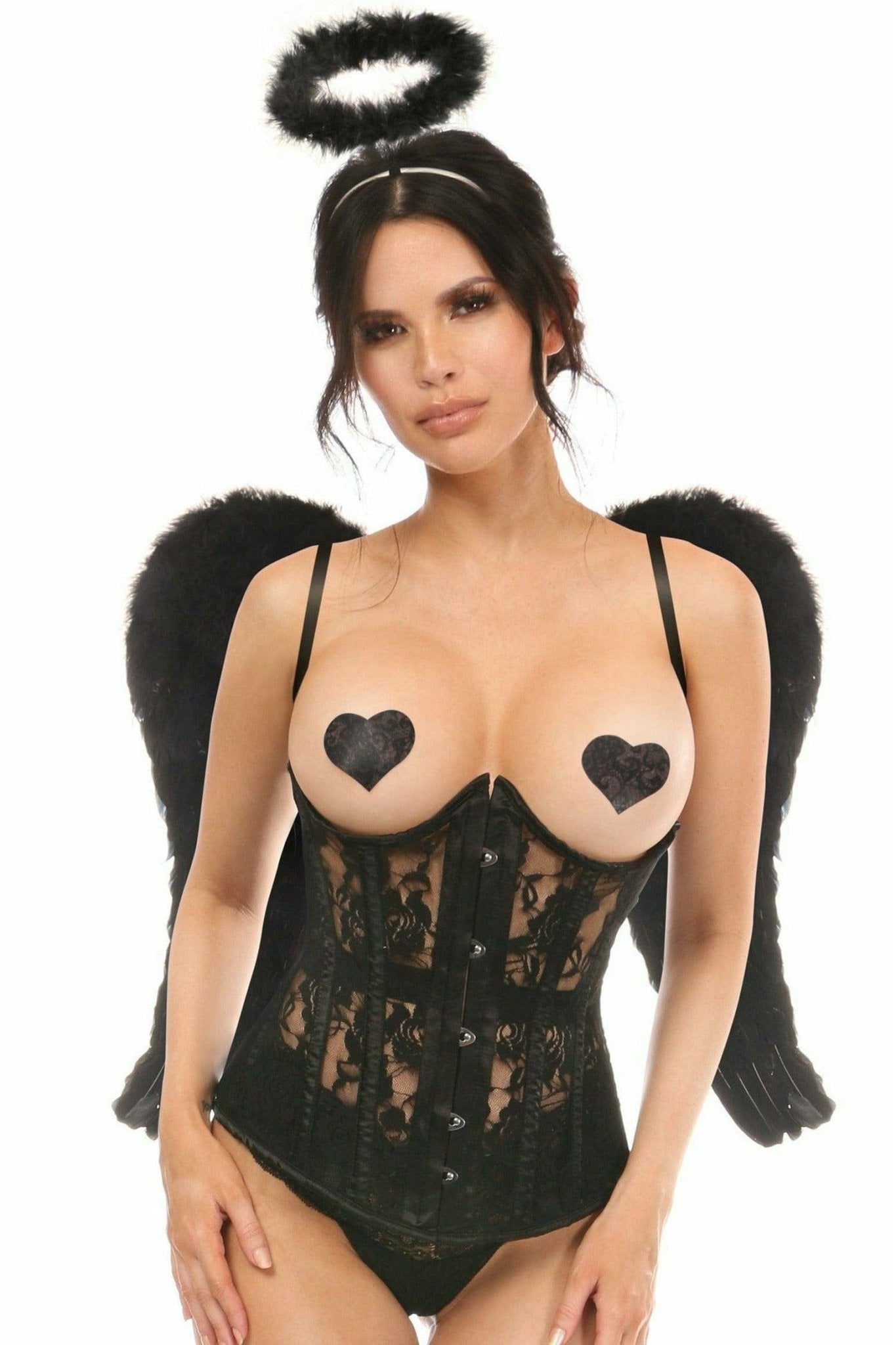 Sexy Deluxe 3 Piece Sexy Daring Dark Angel Corset Halloween Costume Musotica.com
