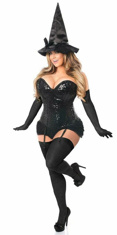 Sexy Deluxe 4 Piece Sequin Witch Corset Halloween Costume Musotica.com