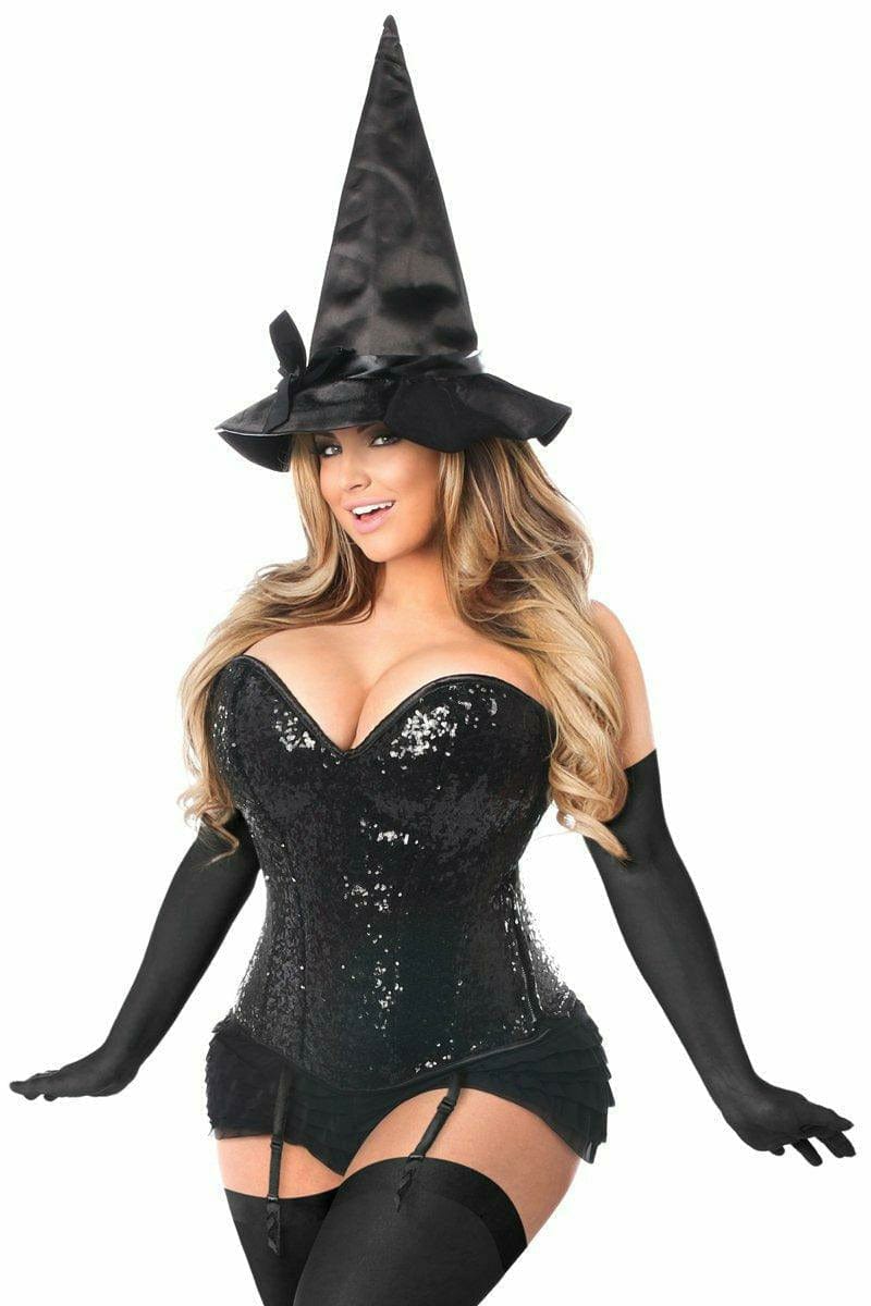 Sexy Deluxe 4 Piece Sequin Witch Corset Halloween Costume Musotica.com