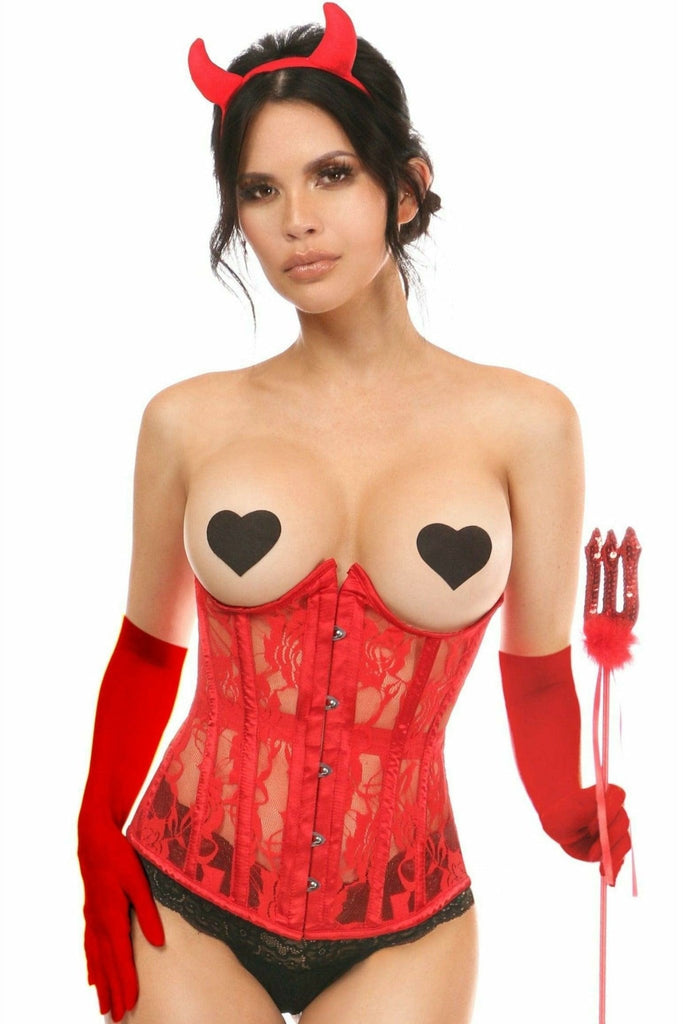 Sexy Deluxe 4 Piece Sexy Red Devil Corset Halloween Costume Musotica.com