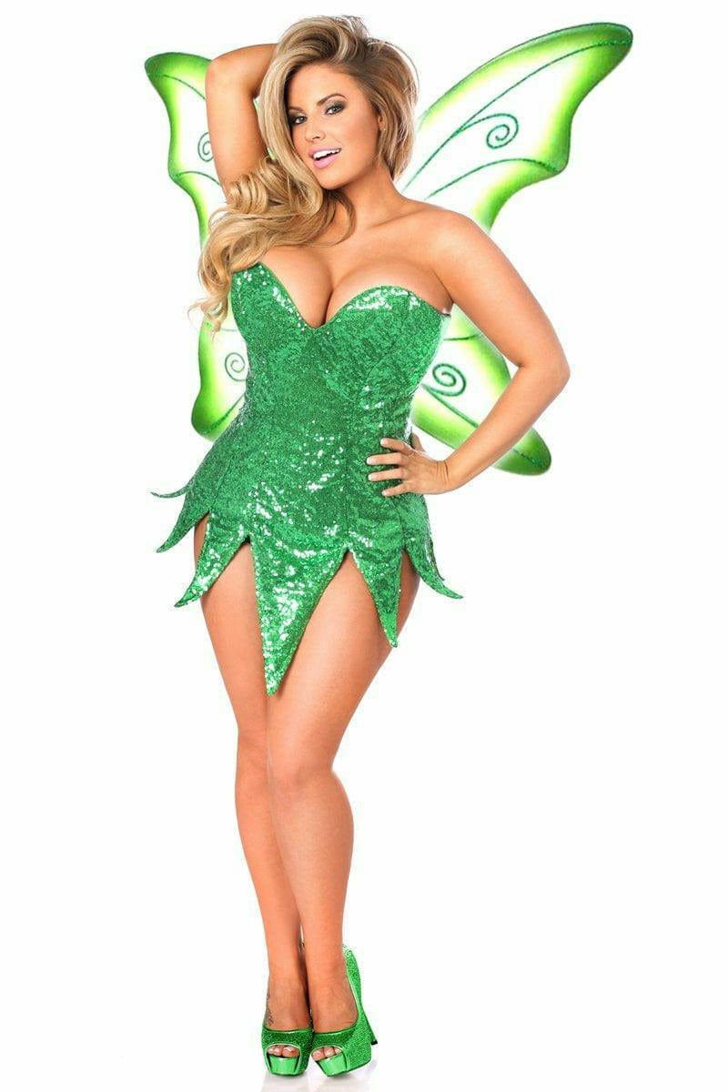 Sexy Deluxe Green Sequin Fairy Corset Dress Halloween Costume Musotica.com
