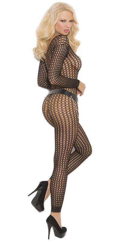 Sexy Empire Black Crochet Long Sleeve Bodystocking Musotica.com