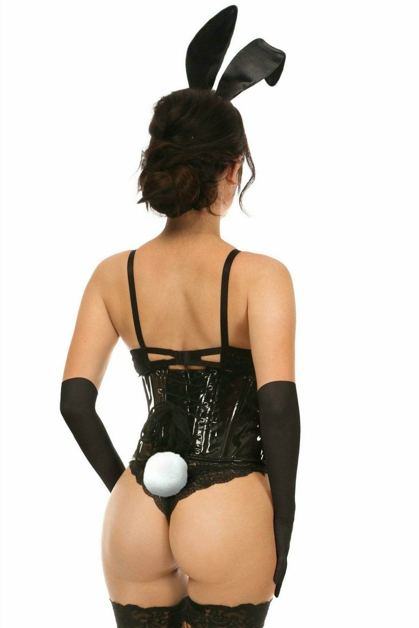 Sexy Four Piece Black PVC Bunny Corset Costume Musotica.com