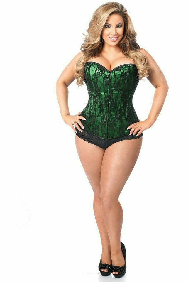 Sexy Green Lace Front Zipper Corset Musotica.com