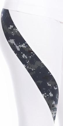 Sexy Hi Lo Waist Blue Digital Camo Combat Athletic Capri Pants - White/Blue Musotica.com
