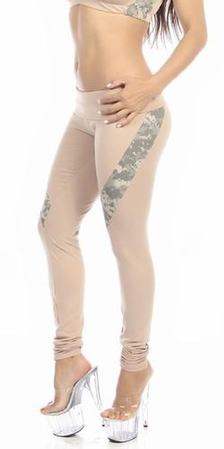 Sexy Hi Lo Waist Universal Camo Pattern Military Work Out Pants - Tan/Green Musotica.com