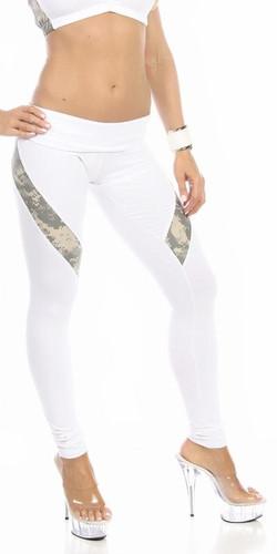 Sexy Hi Lo Waist Universal Camo Pattern Military Work Out Pants - White/Green Musotica.com