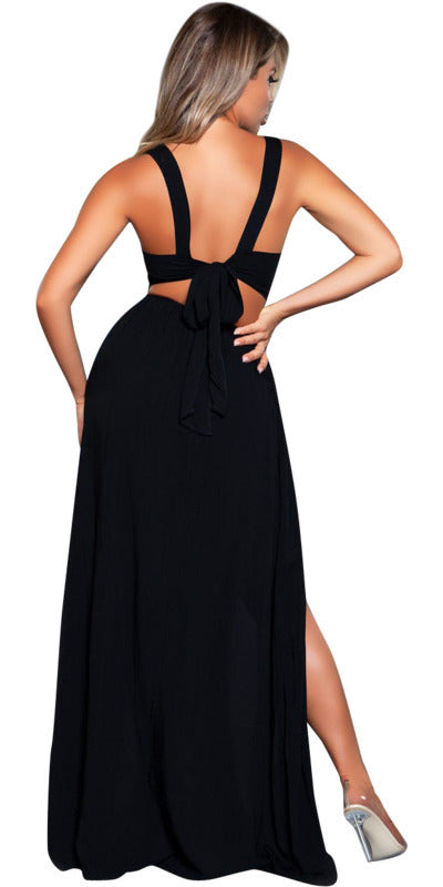 Sexy High Slit Slick Maxi Dress