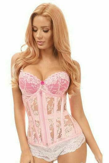Sexy Light Pink Sheer Lace Under Bust Corset Musotica.com