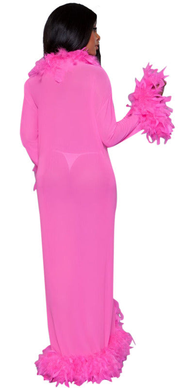 Sexy Long Boa Feather Glamour Robe in Hot Pink