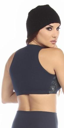 Sexy Military Force Supportive Blueberry Digital Camouflage Sports Bra Top - Navy Blue/Blue Musotica.com