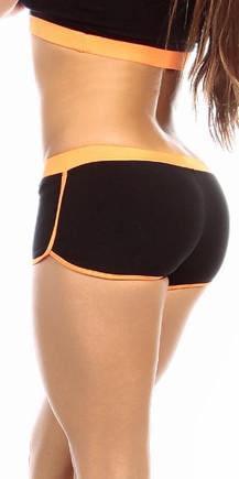 Sexy Neon Trim Fit Super Set Low Rise Athletic Gym Shorts - Black/Neon Orange Musotica.com