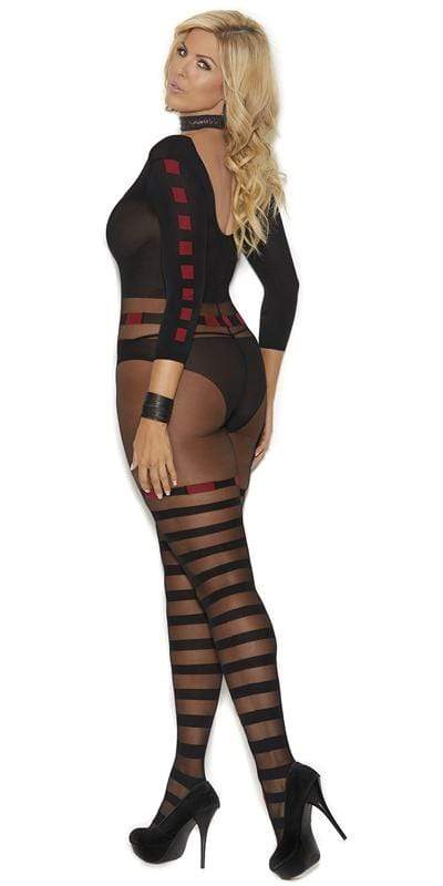 Sexy Plus Size Grace Sheer Horizontal Striped Bodystocking Musotica.com