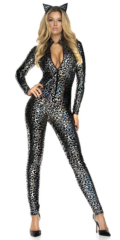 Sexy Plus Size Silver Leopard Halloween Costume