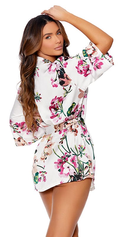 Sexy Power Charmeuse 3/4 Sleeve Kimono Robe Musotica.com