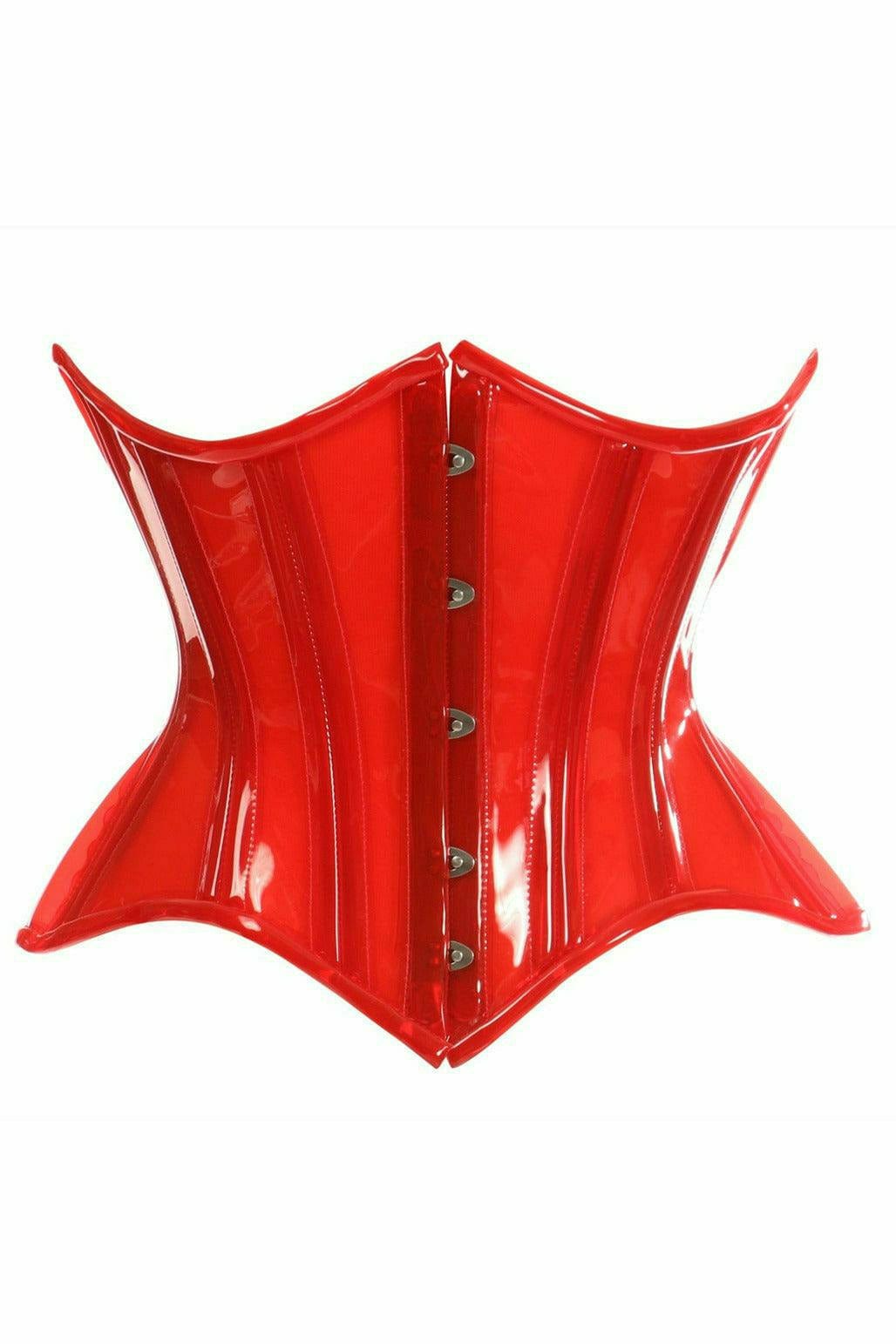 Sexy Red Clear Curvy Underbust Waist Cincher Corset Musotica.com