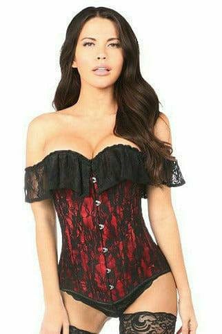 Sexy Red Lace Off-The-Shoulder Corset Musotica.com