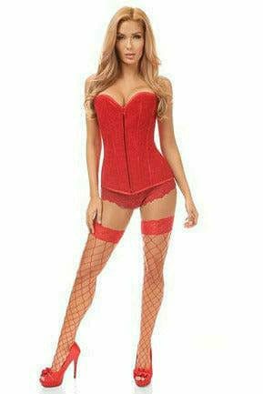 Sexy Red Lace Overbust Corset  Musotica.com