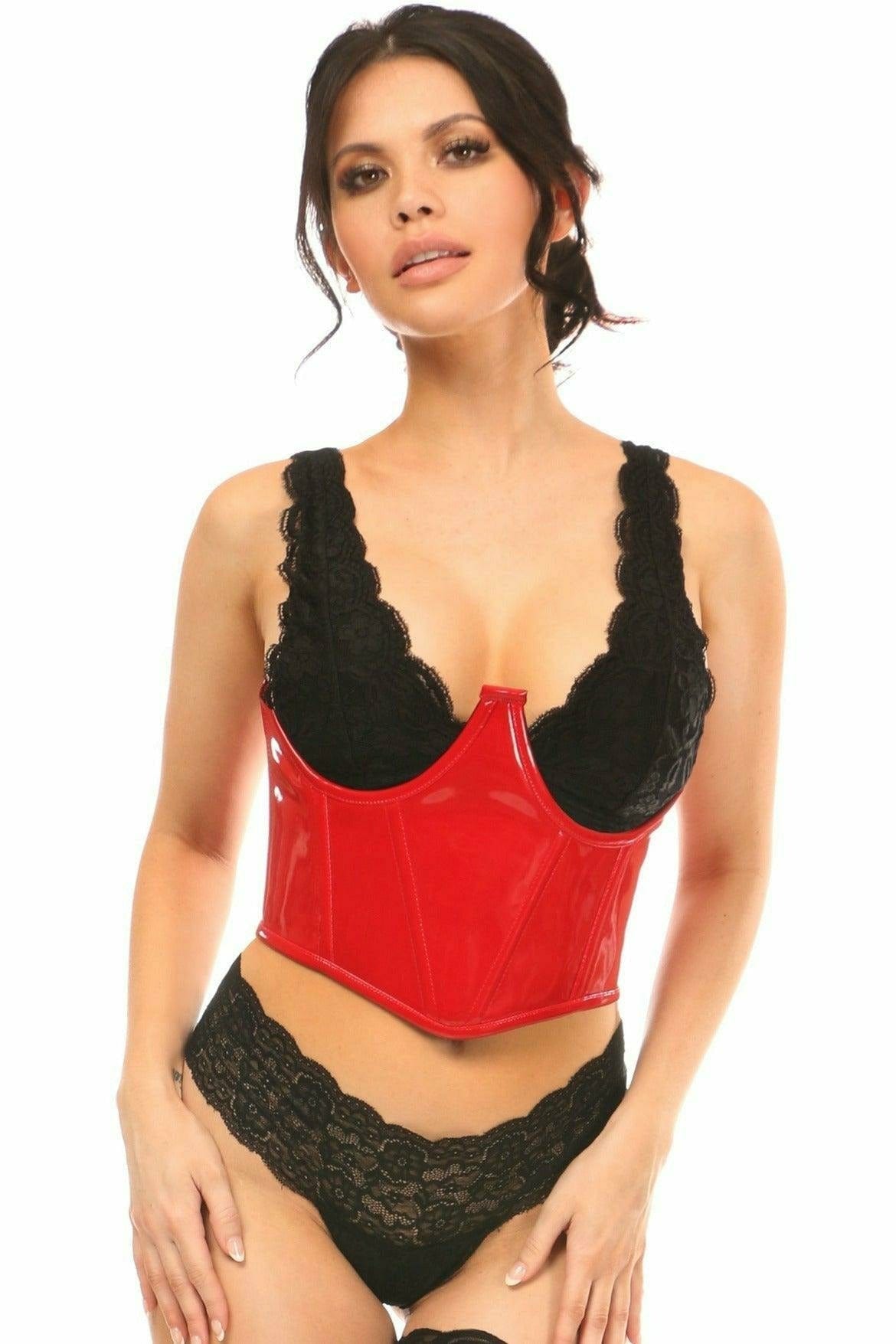 Sexy Red Patent Open Cup Underwire Waist Cincher Musotica.com