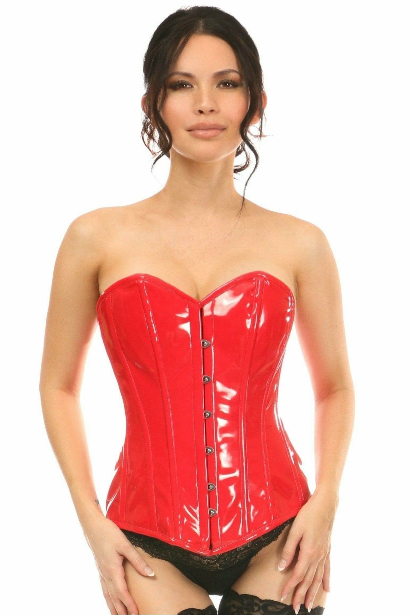 Sexy Red Patent Overbust Corset Musotica.com