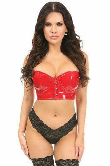 Sexy Red Patent PVC Underwire Short Bustier Musotica.com