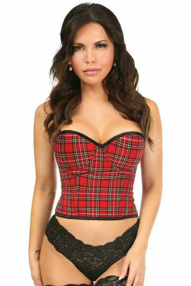 Sexy Red Plaid Underwire Bustier Musotica.com