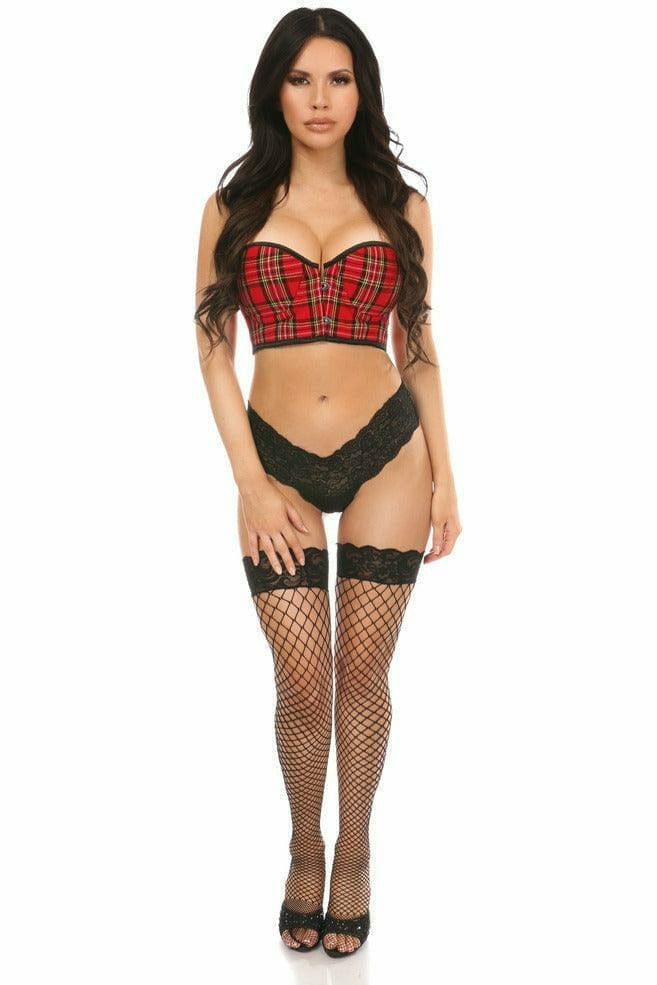 Sexy Red Plaid Underwire Short Bustier Musotica.com
