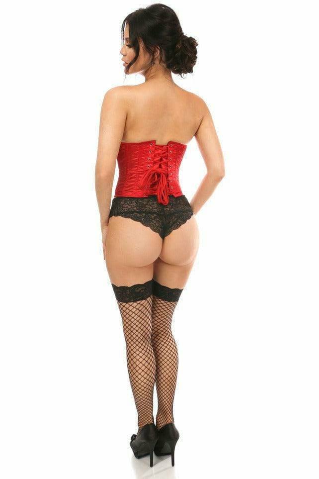 Sexy Red Satin Open Bust Underwire Short Underbust Corset Musotica.com