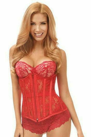 Sexy Red Sheer Lace Under Bust Corset Musotica.com