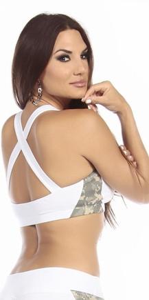 Sexy Seaman Criss Cross Athletic Green Sports Bra Top - White/Green Musotica.com