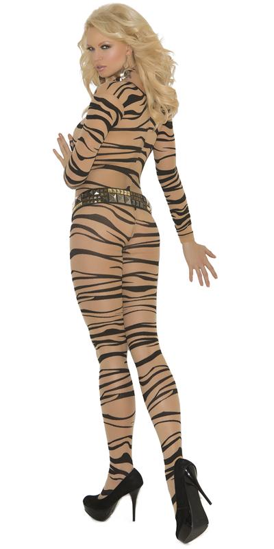Sexy Sheer Zebra Long Sleeve Bodystocking Musotica.com