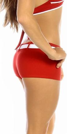 Sexy Sport Band Low Rise Belted Ring Girl Core Gym Shorts - Red/White Musotica.com