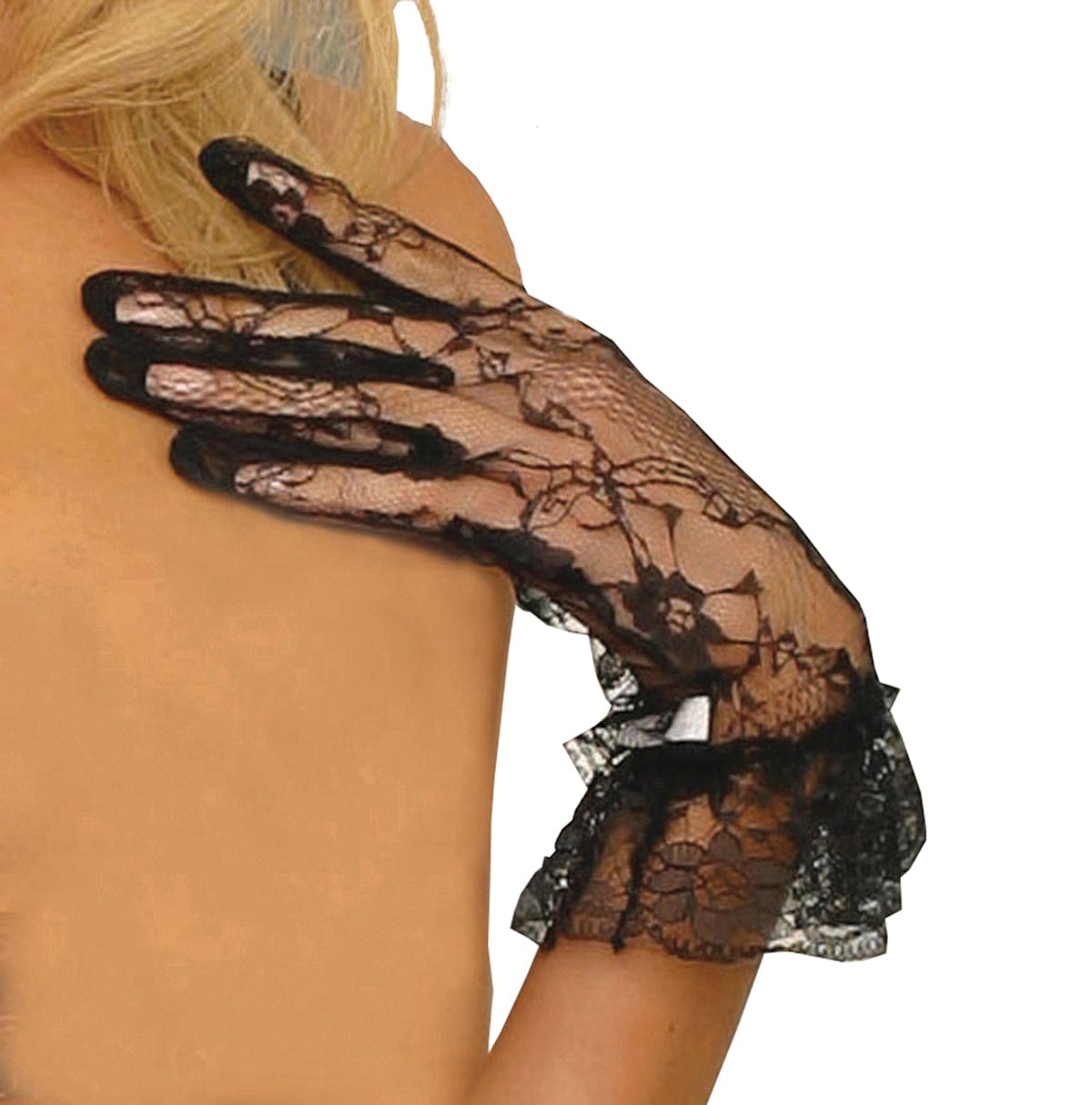 Sexy Tease Black Floral Lace Gloves Musotica.com