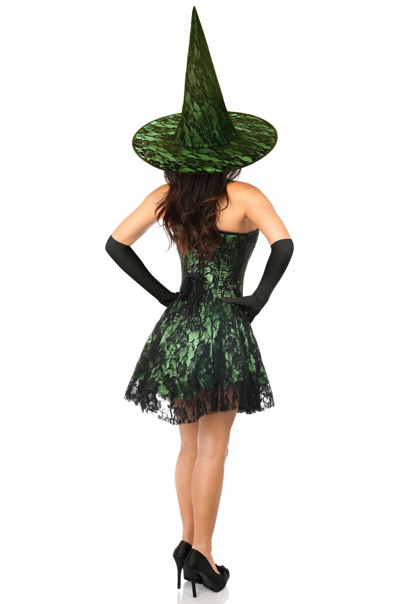 Sexy Three Piece Green Lace Corset Dress Costume Musotica.com