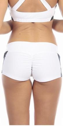 Sexy Unbroken Honor Military Navy Scrunch Back Work Out Shorts - White/Blue Musotica.com