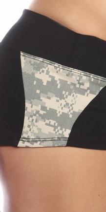 Sexy Unbroken Honor Military Universal Green Scrunch Back Work Out Shorts - Black/Green Musotica.com