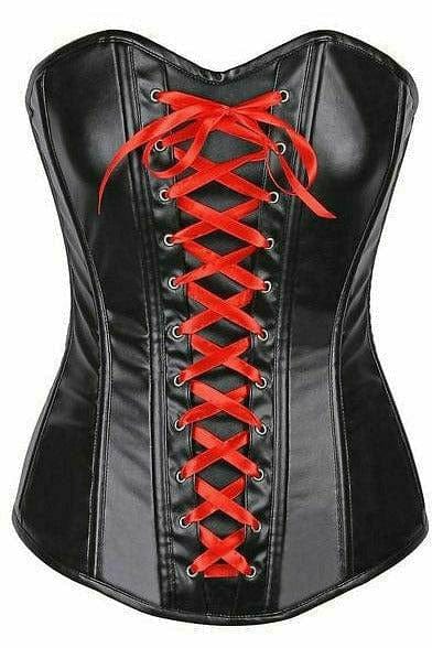 Sexy Wet Look Faux Leather Lace-Up Over Bust Corset Musotica.com
