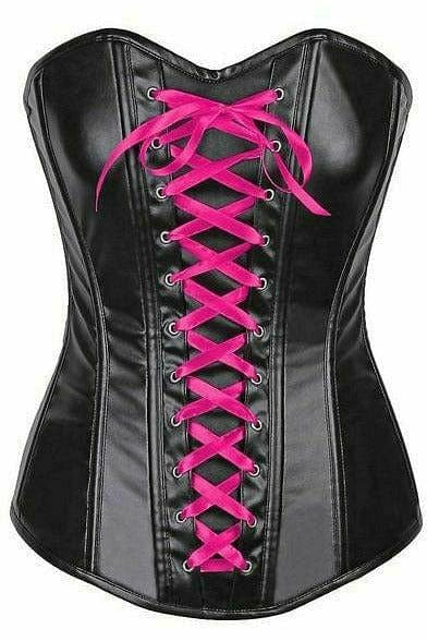 Sexy Wet Look Faux Leather Lace-Up Over Bust Corset Musotica.com