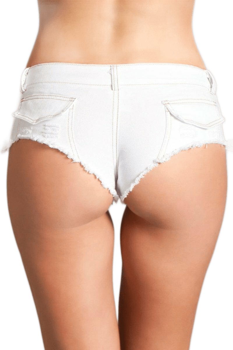 Sexy White Denim Baby Got Back Mini Booty Shorts Musotica.com