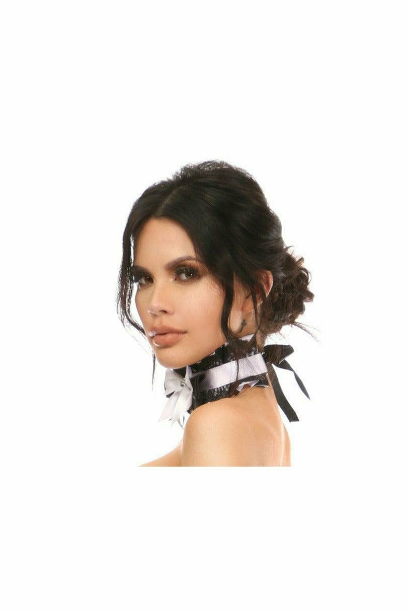 Sexy White with Black Lace Costume Choker Musotica.com