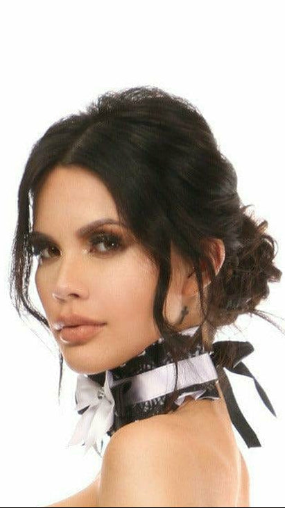 Sexy White with Black Lace Costume Choker