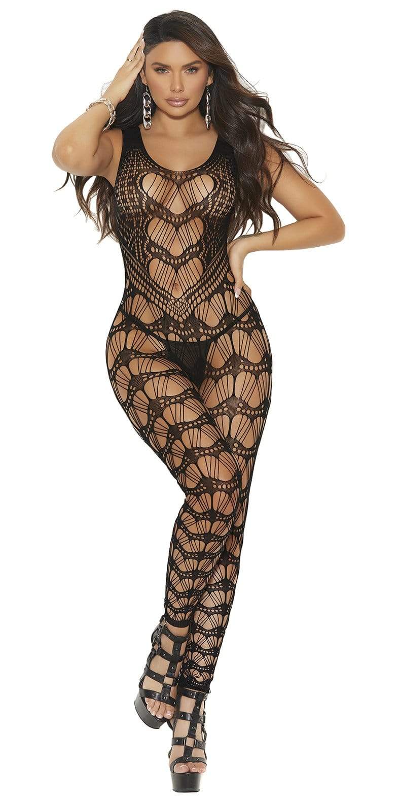 Sexy You Time Black Crochet Footless Bodystocking Musotica.com