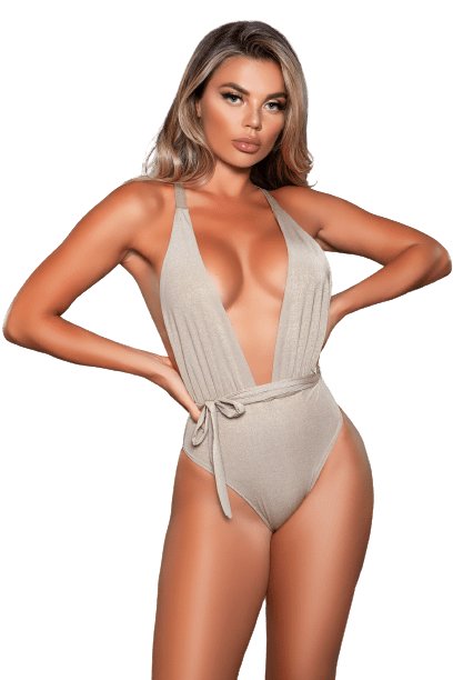 Sexy Zara Lurex Criss Cross Strap Plunge Swimsuit Musotica.com